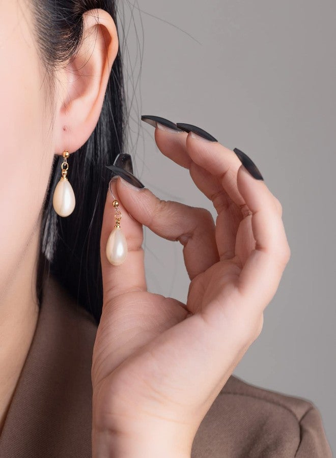KMEOSCH Plastic Earrings for women, KMEOSCH Lightweight Elegant Drop Dangle Pearl Earrings on Hypoallergenic Plastic Hooks for Sensitive Ears - Image 2
